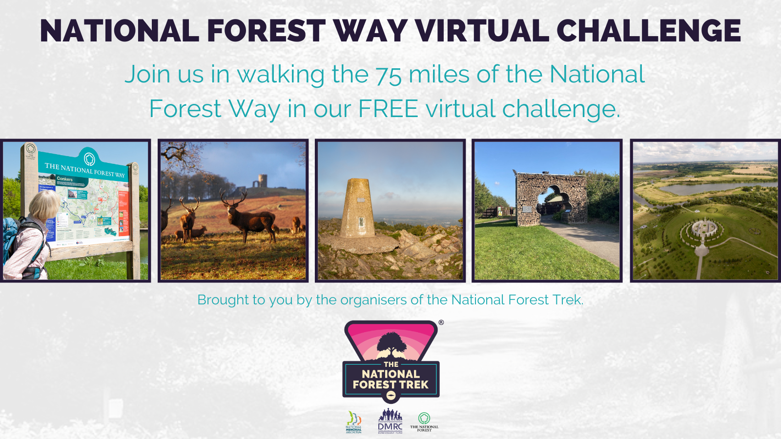 National Forest Way Virtual Challenge: Join us in walking the 75 miles of the National Forest Way in our free virtual challenge. Brought to you by the organisers of the National Forest Trek.