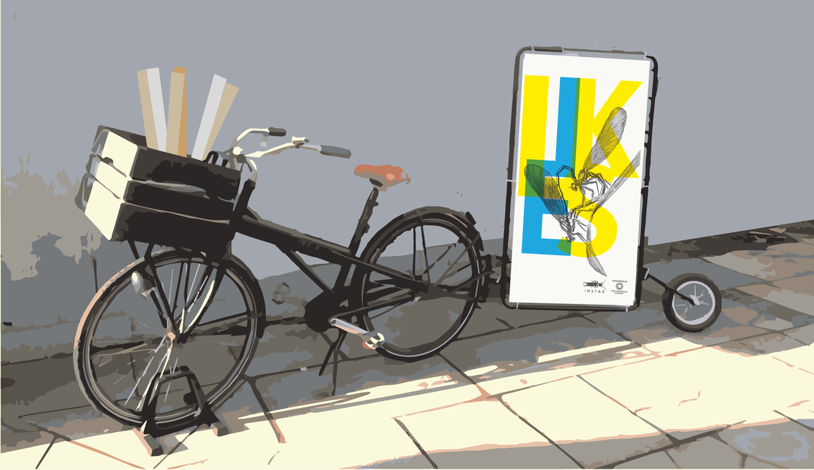 Rendered illustration of a bike towing artwork